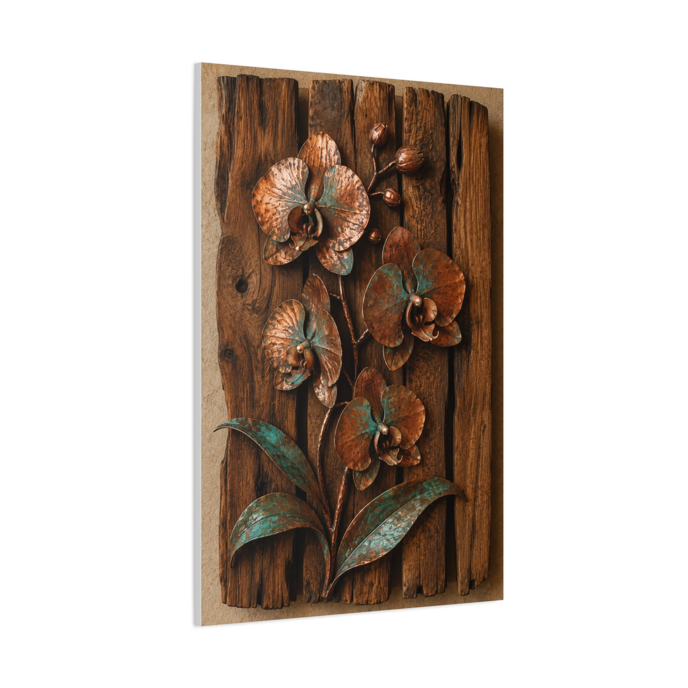 Copper Orchid on Reclaimed Wood Southwest Wall Art & Canvas Print