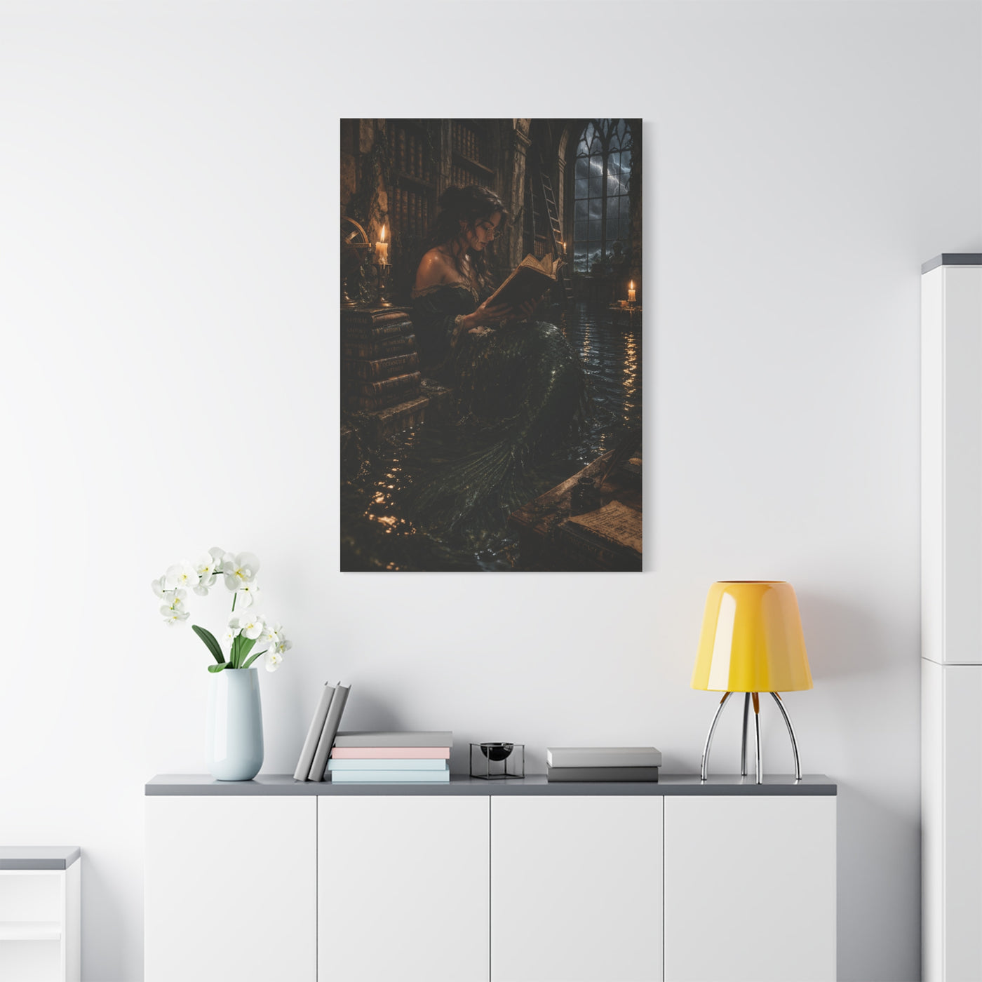 Dark Academia Mermaid Library Wall Art & Canvas Print
