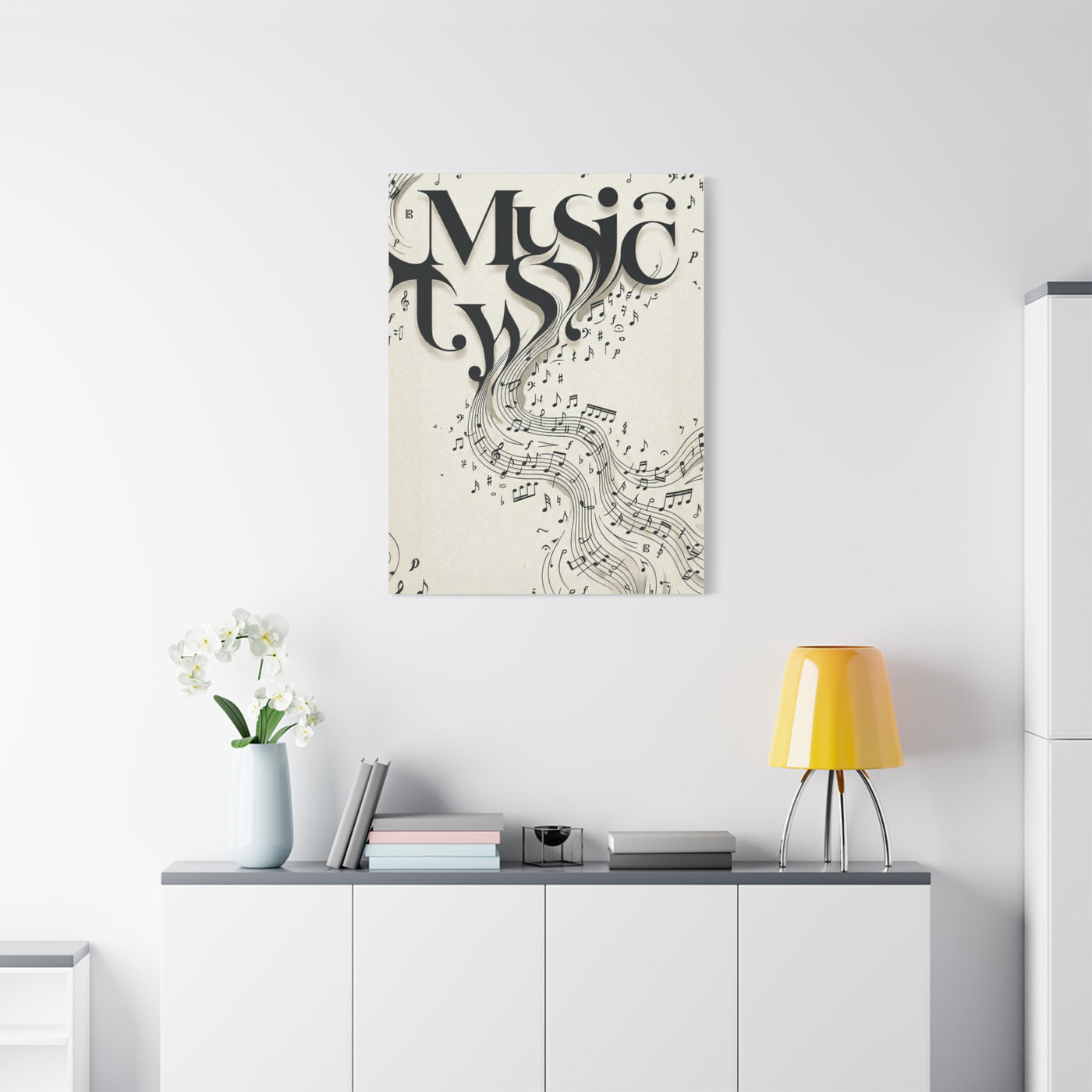 Flowing Typography Music Composition Wall Art & Canvas Print