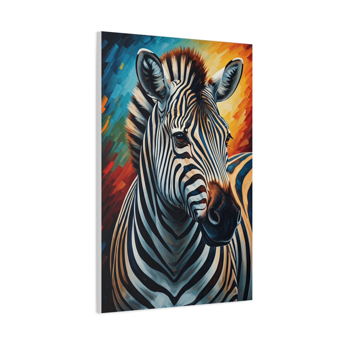 Vibrant Stripes Zebra Portrait Wall Art & Canvas Print
