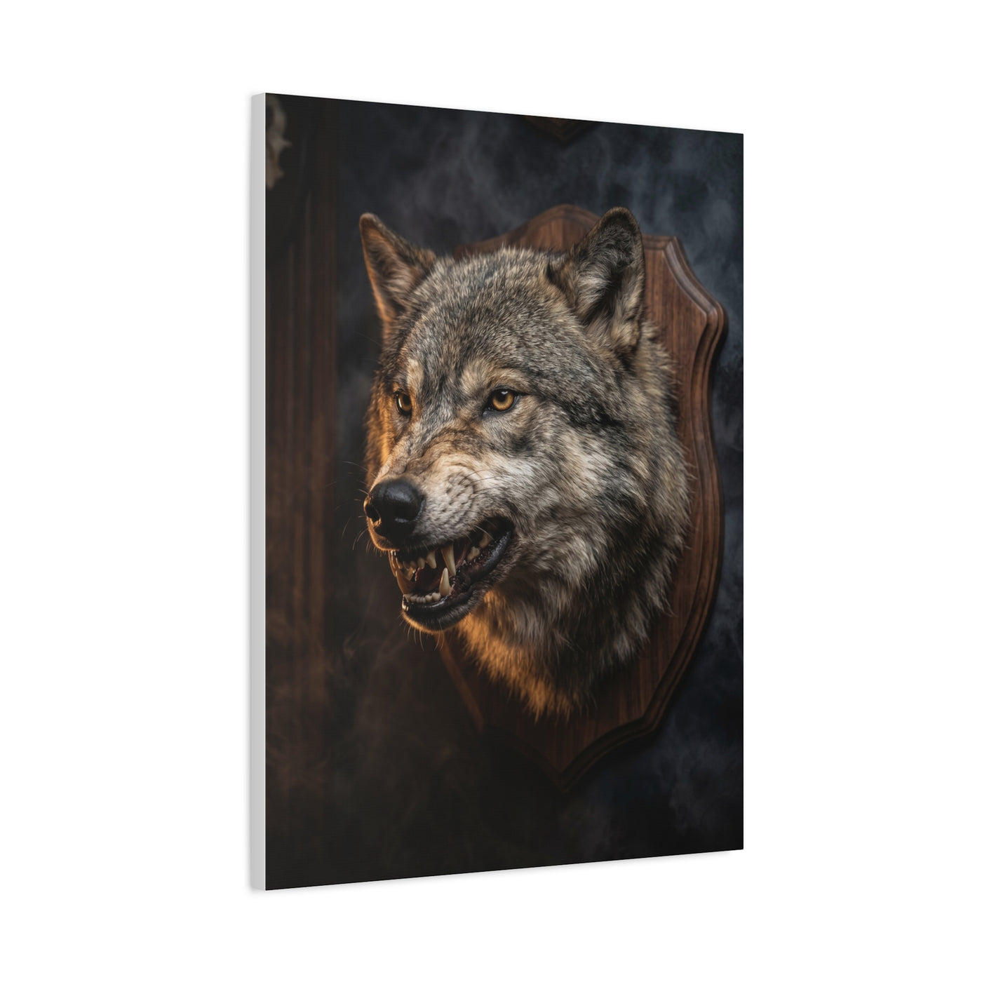 Mounted Wolf Head Lodge Trophy Scene Wall Art & Canvas Print