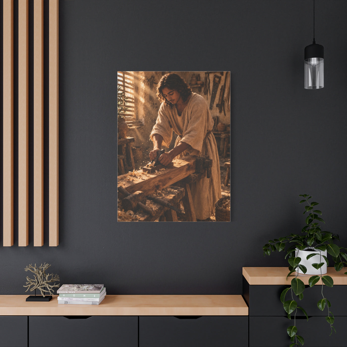 Jesus the Carpenter Workshop Scene Wall Art & Canvas Print