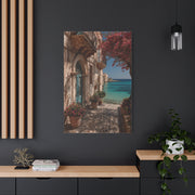 Sicilian Coastal Balcony Scene Wall Art & Canvas Print