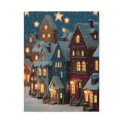 Nordic Winter Village Folk Scene Wall Art & Canvas Print