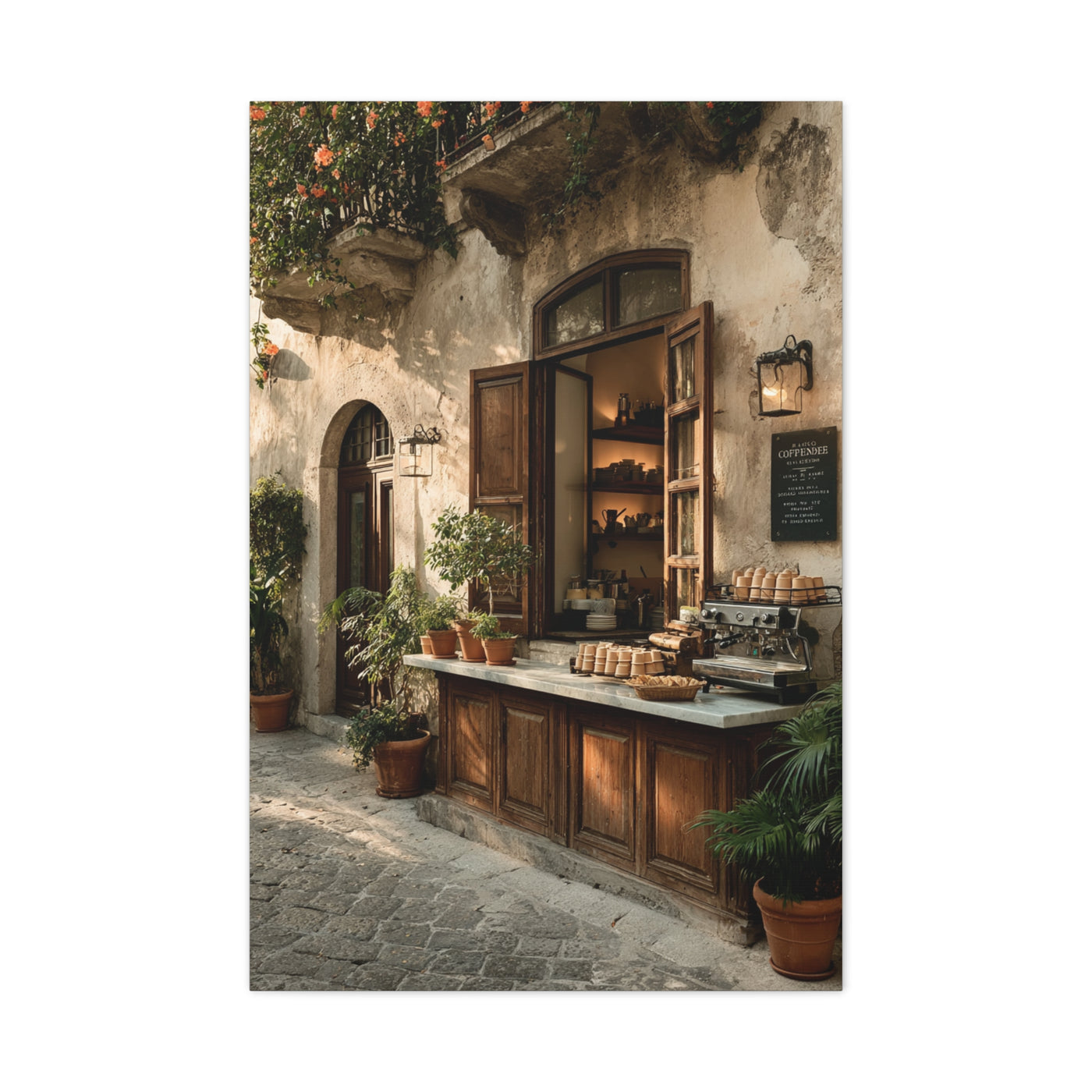 Rustic Italian Café Courtyard Wall Art & Canvas Print