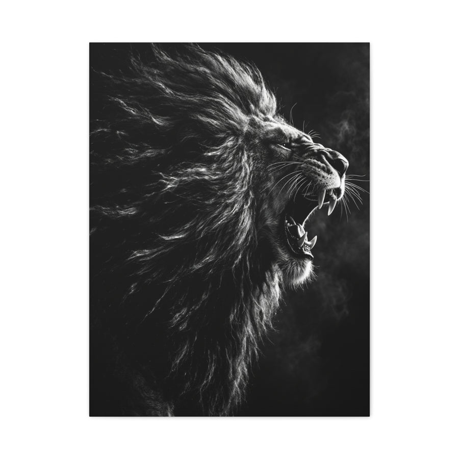 Roaring Lion Monochrome Power Wall Art & Canvas Print