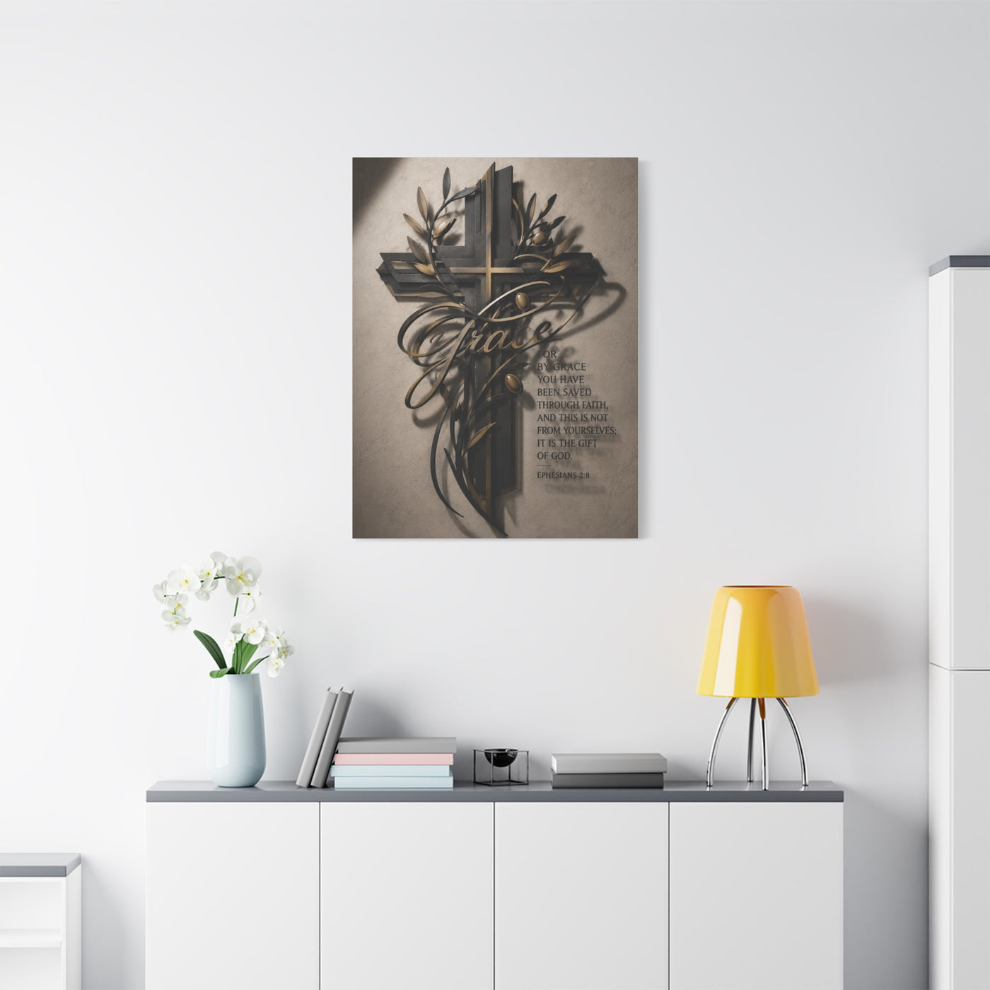 Grace Cross Metal Scripture Wall Art & Canvas Print