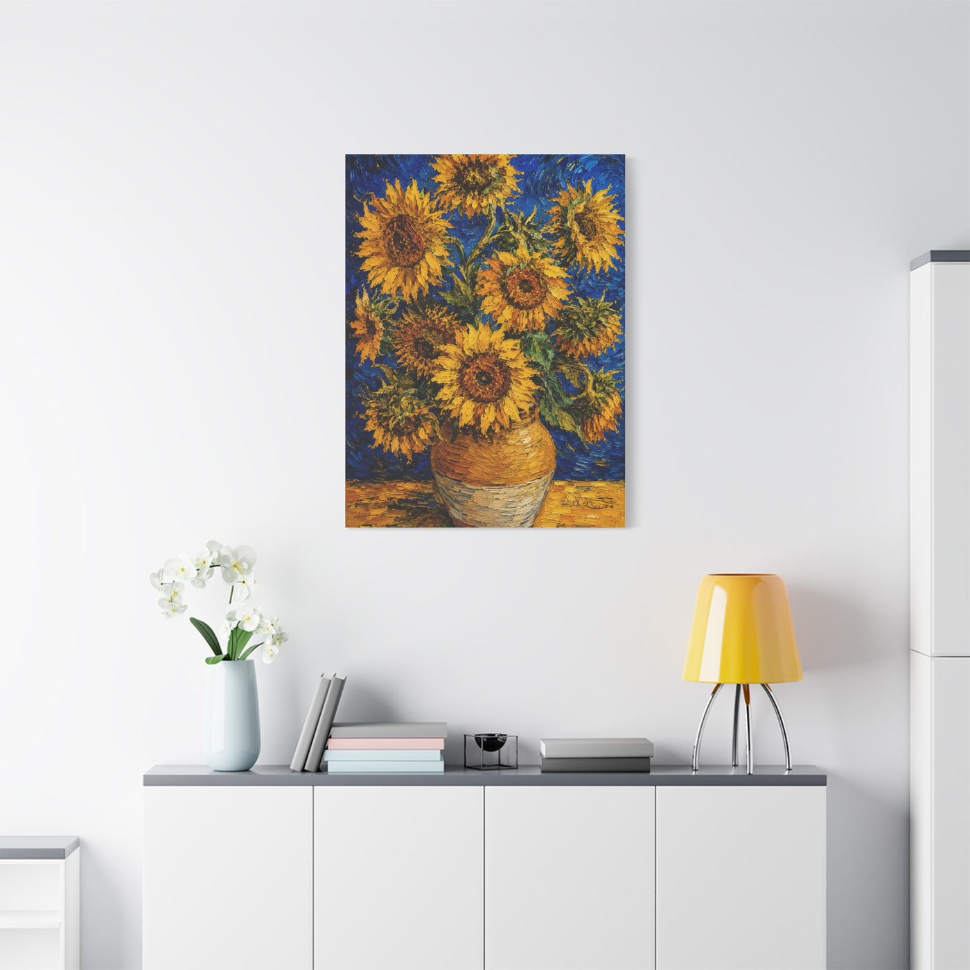 Impressionist Sunflower Vase Painting Wall Art & Canvas Print