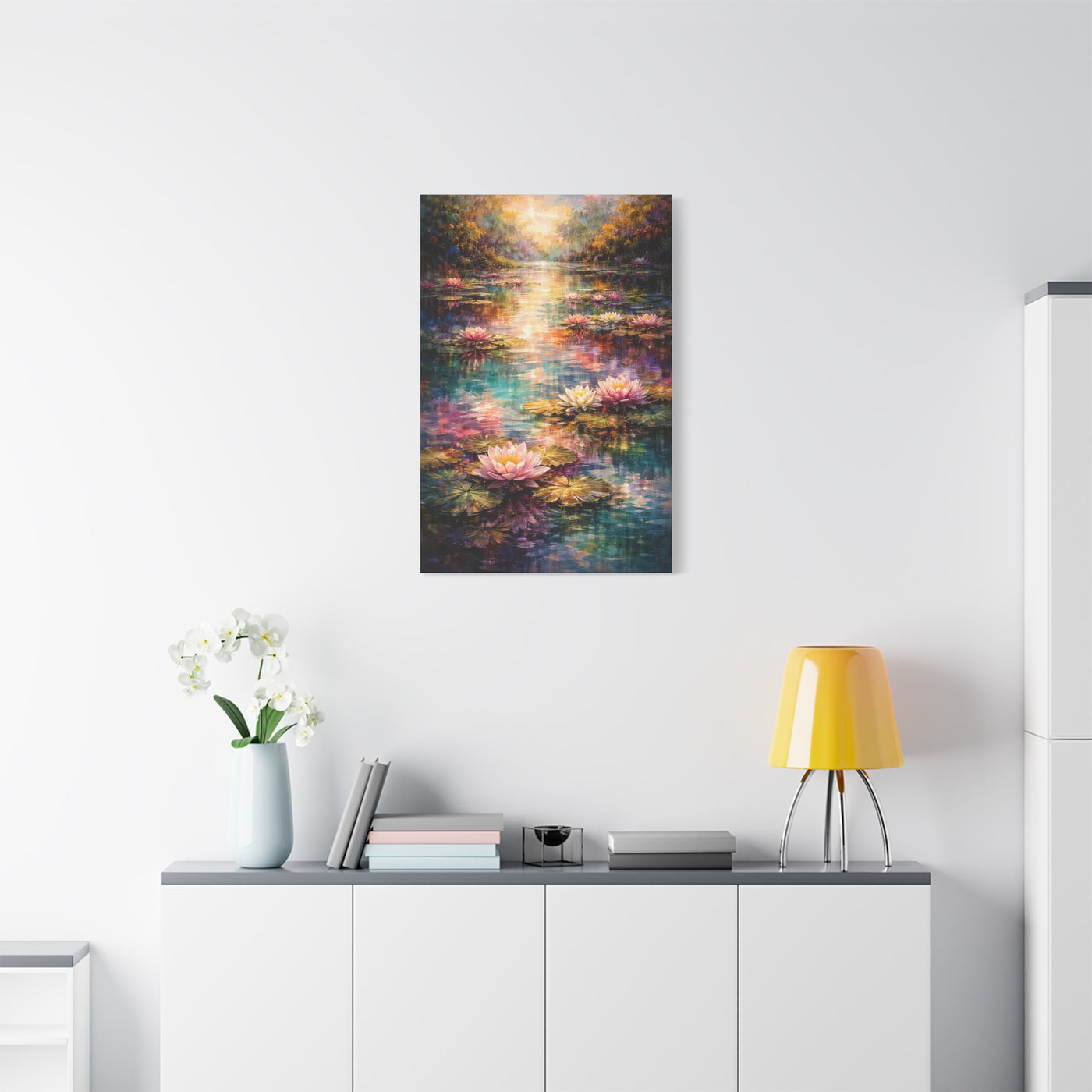 Impressionist Multicolor Water-Lily Pond Wall Art & Canvas Print