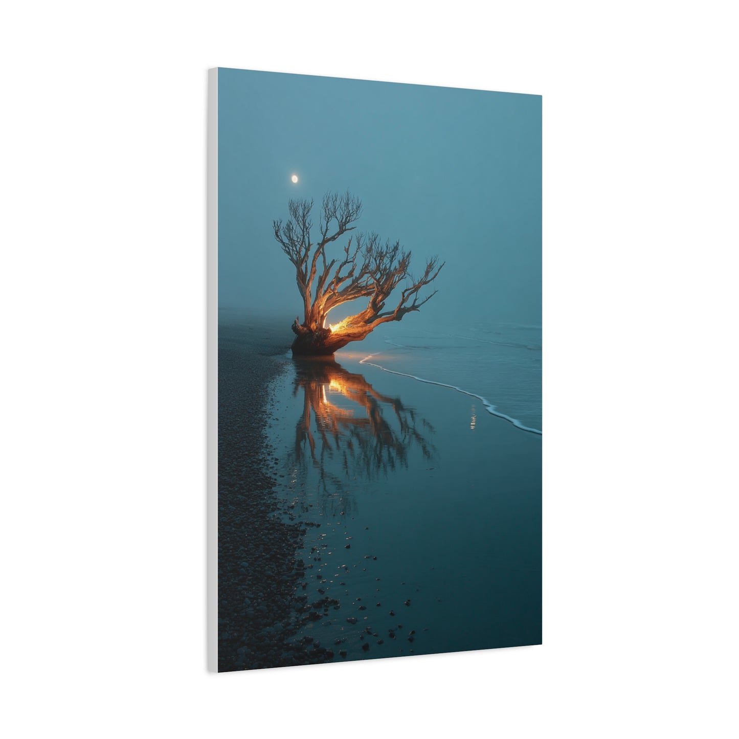 Moonlit Driftwood Shore Wall Art & Canvas Print