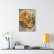 Golden Tropical Botanical Disc Composition Wall Art & Canvas Print