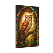Stained Glass Forest Owl Window Wall Art & Canvas Print