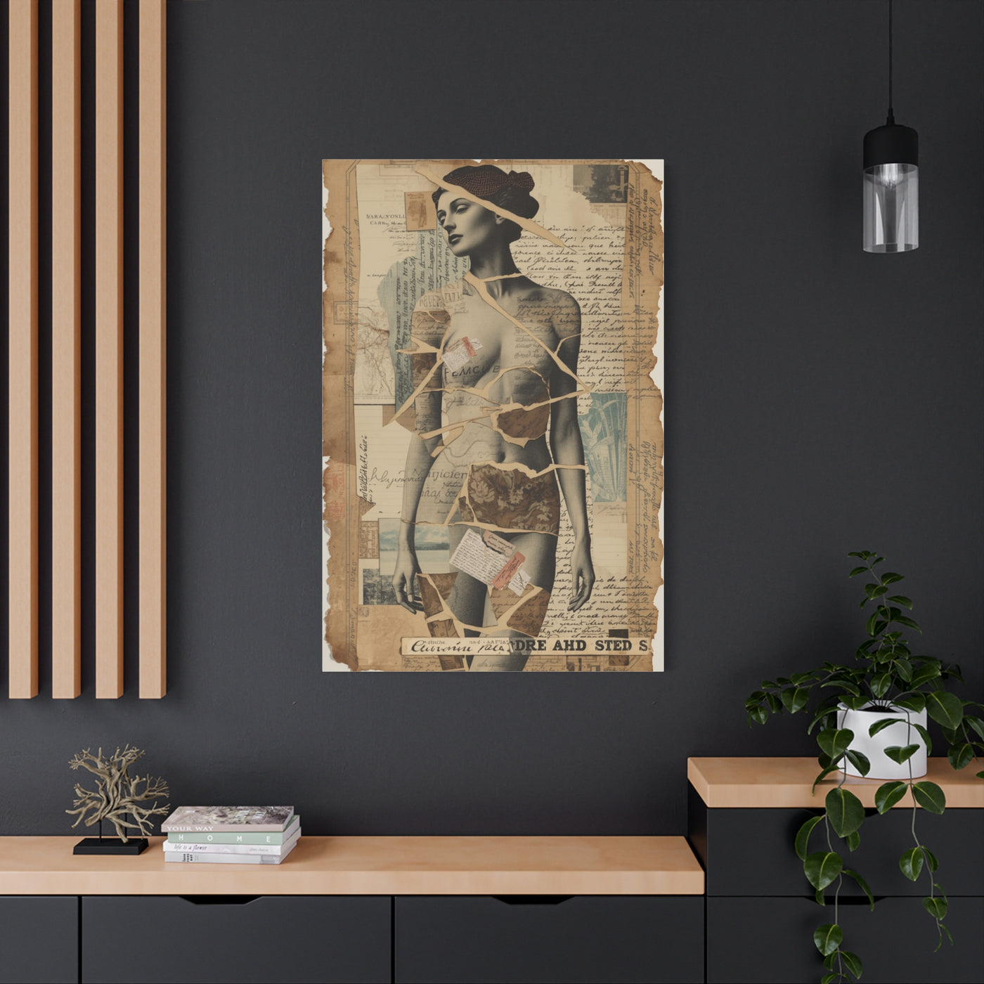 Mixed Media Collage Figure Wall Art & Canvas Print