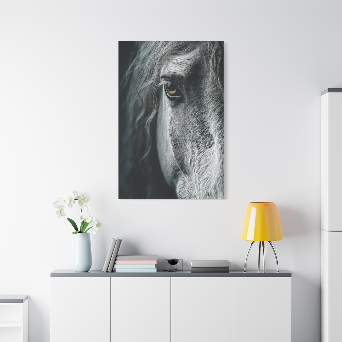 Horse Eye Intimate Monochrome Wall Art & Canvas Print