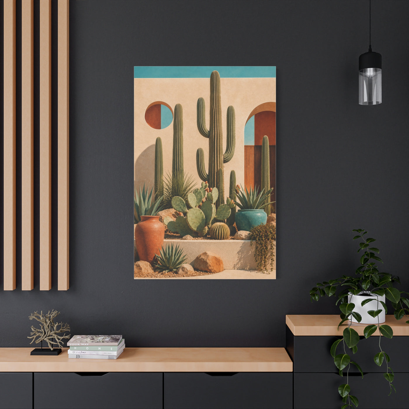 Desert Modern Cactus Garden Southwest Wall Art & Canvas Print