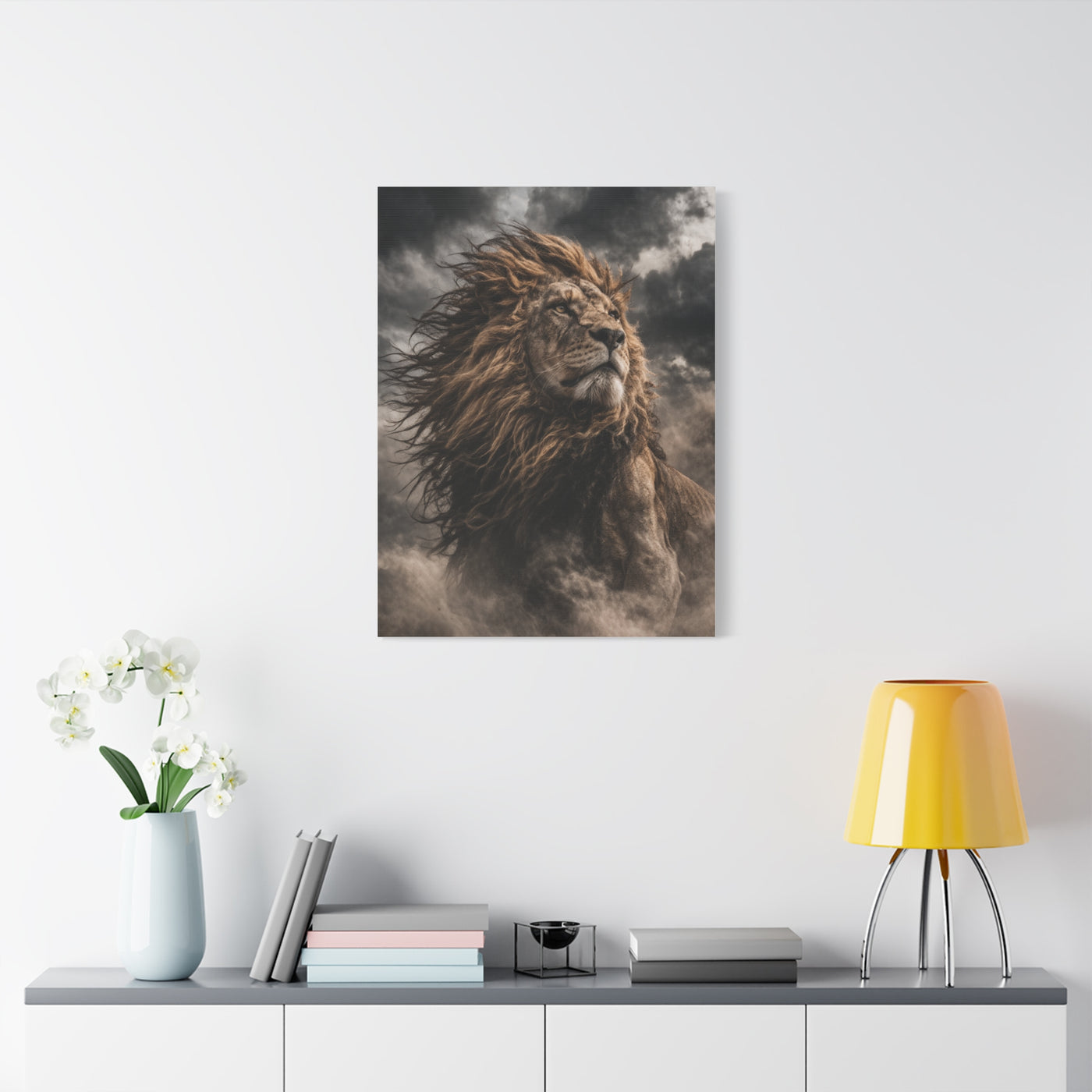 Storm King Lion Dramatic Portrait Wall Art & Canvas Print