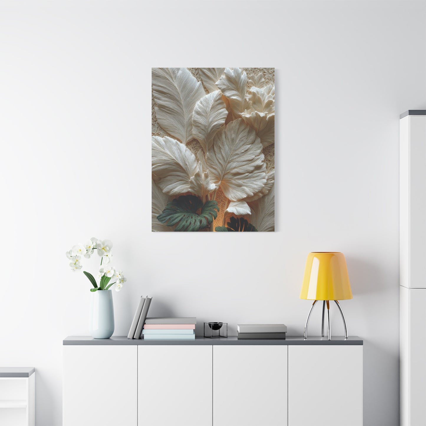 Sculptural Botanical Bas-Relief Wall Art & Canvas Print