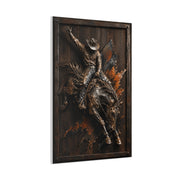 Rodeo Bronc Rider Metal Relief Panel Wall Art & Canvas Print