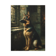 German Shepherd by Window Wall Art & Canvas Print