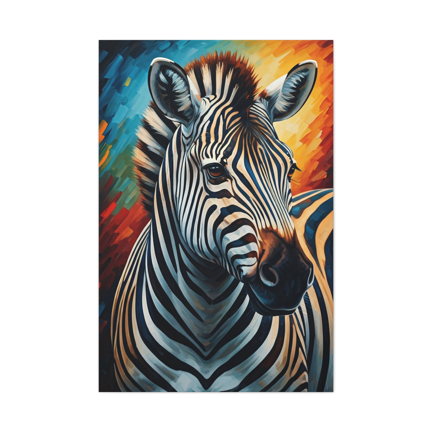 Vibrant Stripes Zebra Portrait Wall Art & Canvas Print