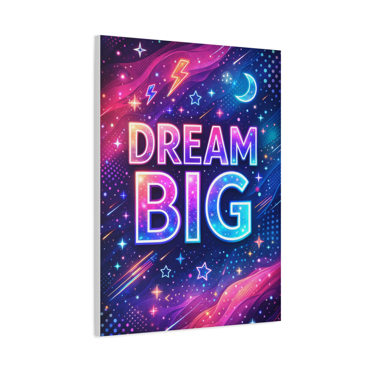 Dream Big Neon Galaxy Typography Wall Art & Canvas Print