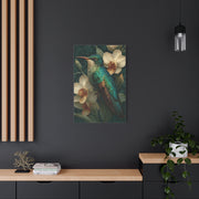 Emerald Hummingbird Botanical Portrait Wall Art & Canvas Print