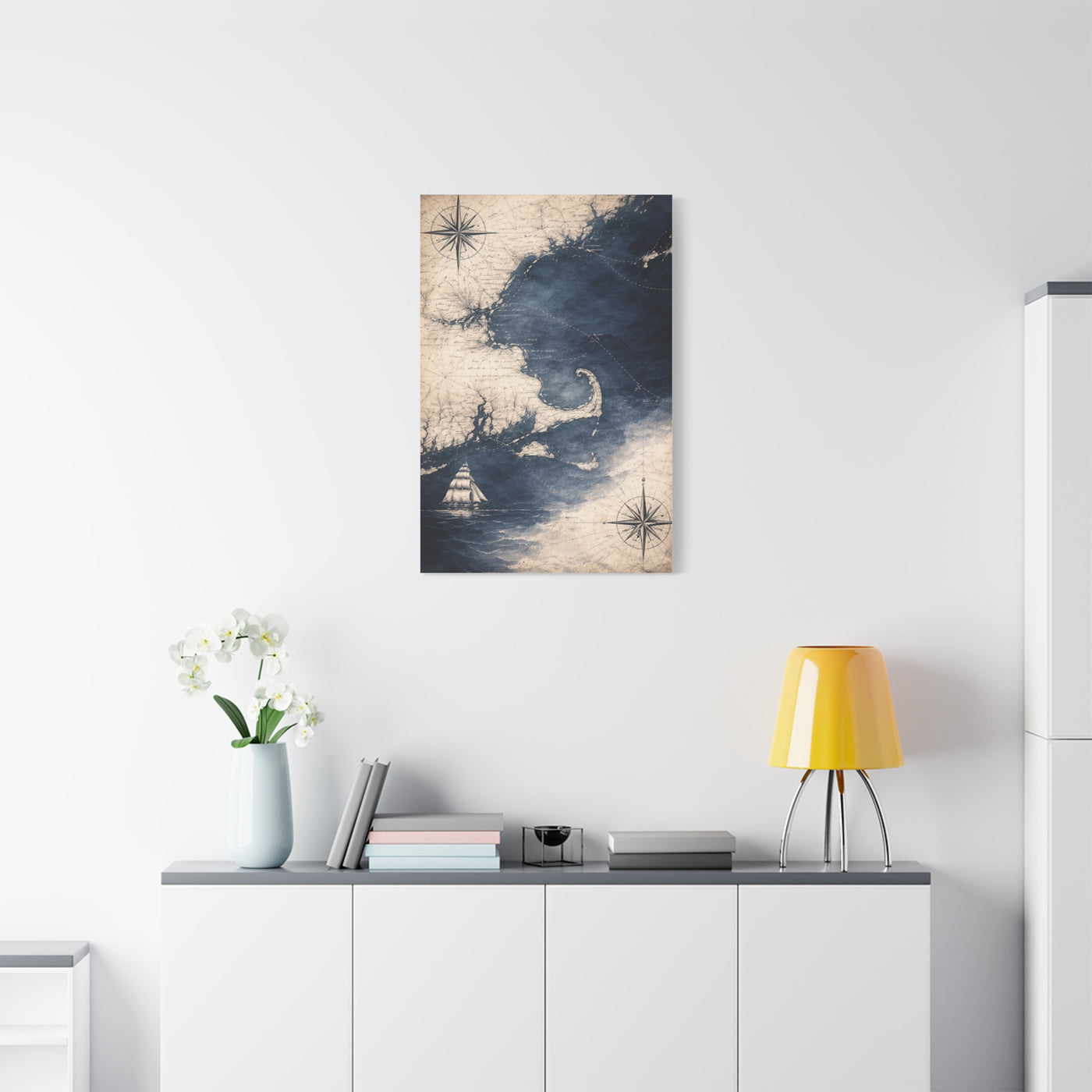 Vintage Nautical Map Ocean Composition Wall Art & Canvas Print