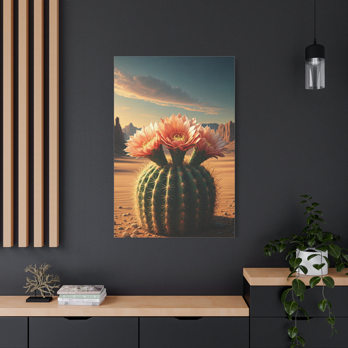 Desert Bloom Barrel Cactus Landscape Wall Art & Canvas Prints