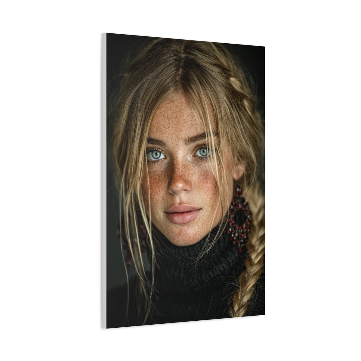 Blonde Muse Garnet Earring Portrait Wall Art & Canvas Print