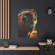 Golden Hour Bison Side Portrait with Warm Prairie Light Wall Art & Canvas Print