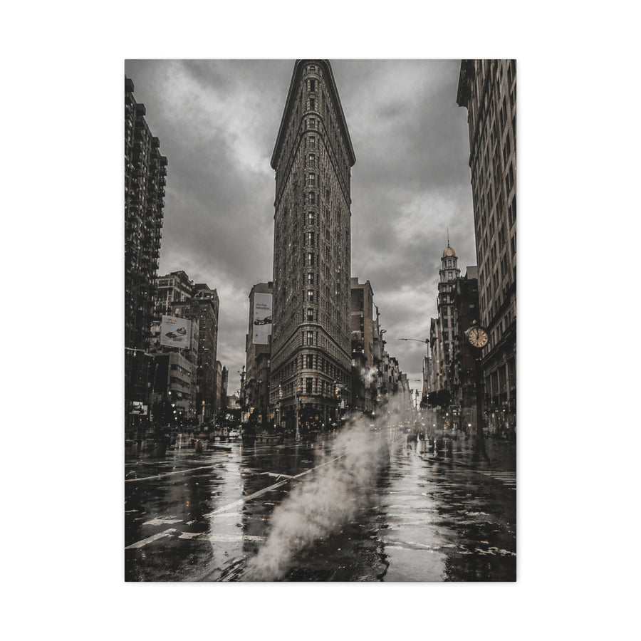Flatiron Building Rainy Noir Wall Art & Canvas Print