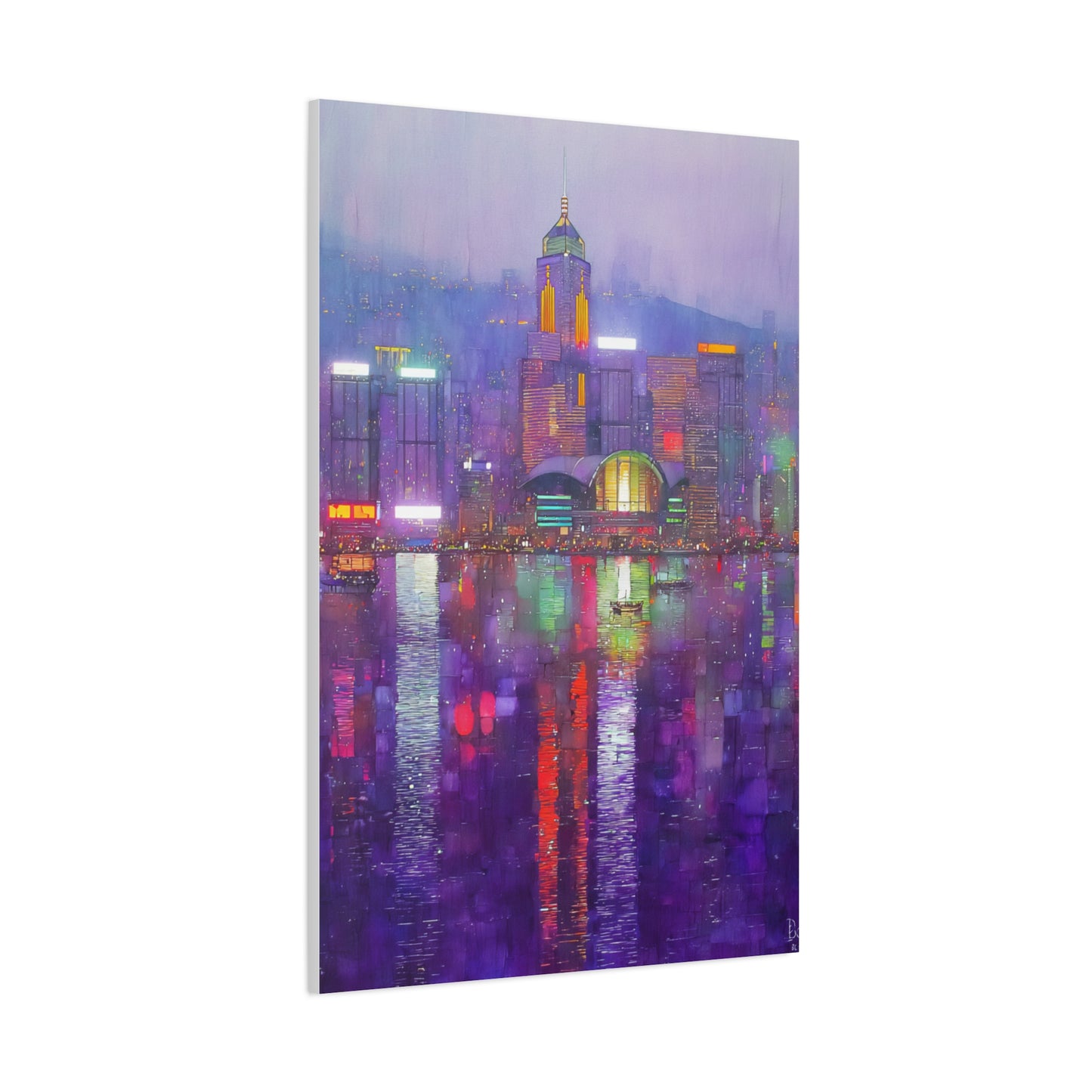 Hong Kong Skyline Neon Harbor Lights Wall Art & Canvas Print