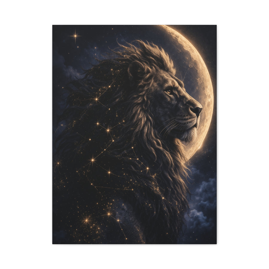 Celestial Lion Moon Constellation Wall Art & Canvas Print