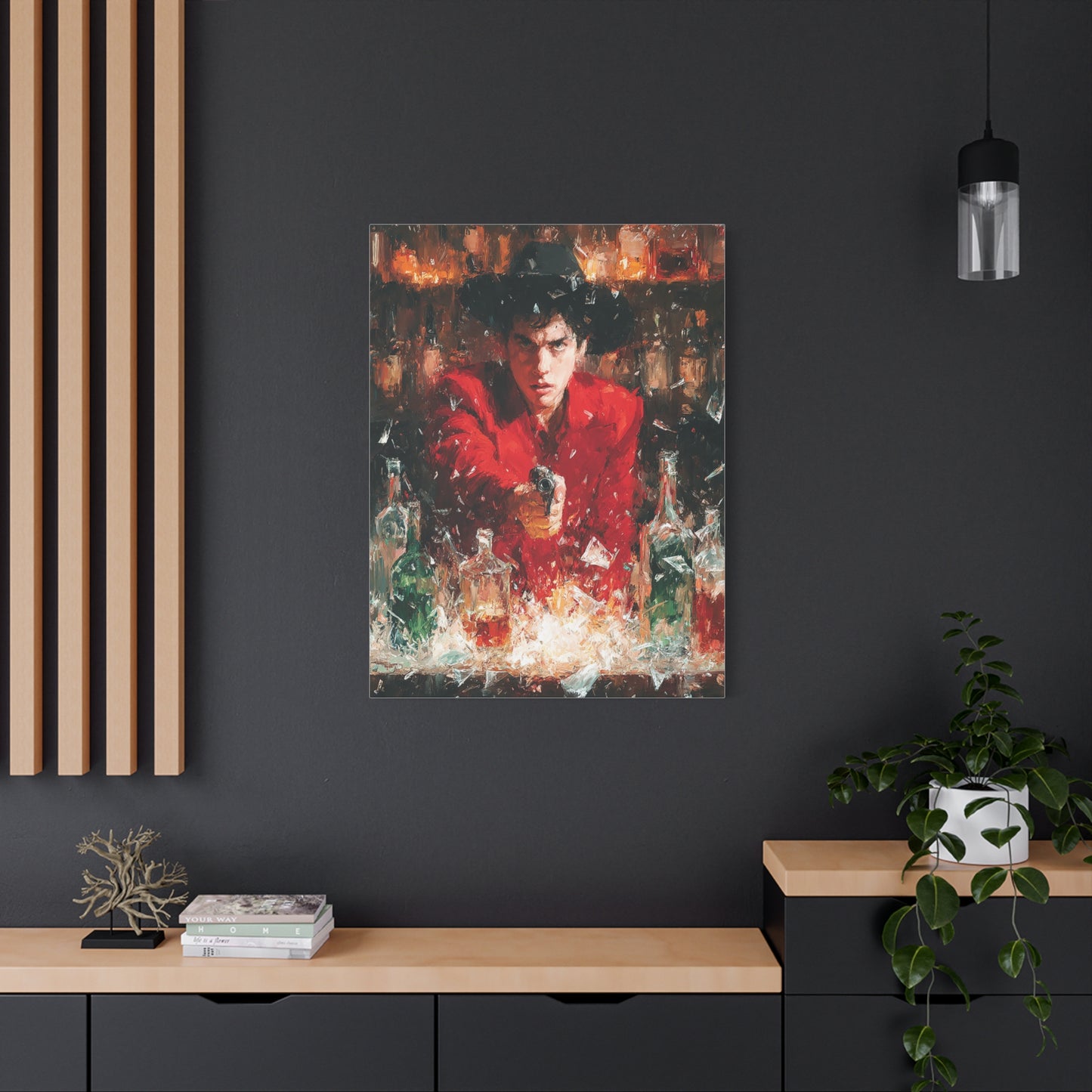 Saloon Gunfire Cowboy Painting Wall Art & Canvas Print