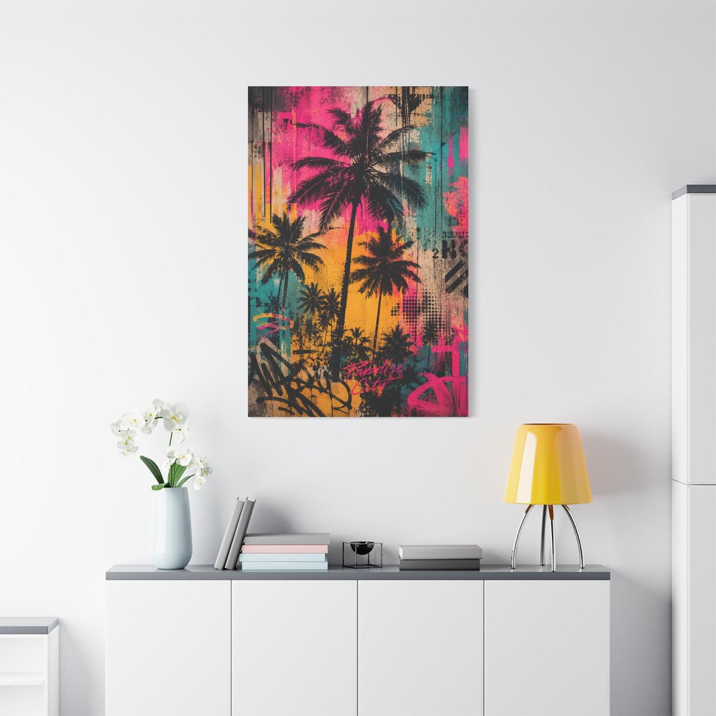 Urban Tropical Graffiti Palm Statement Tropical Wall Art & Canvas Print