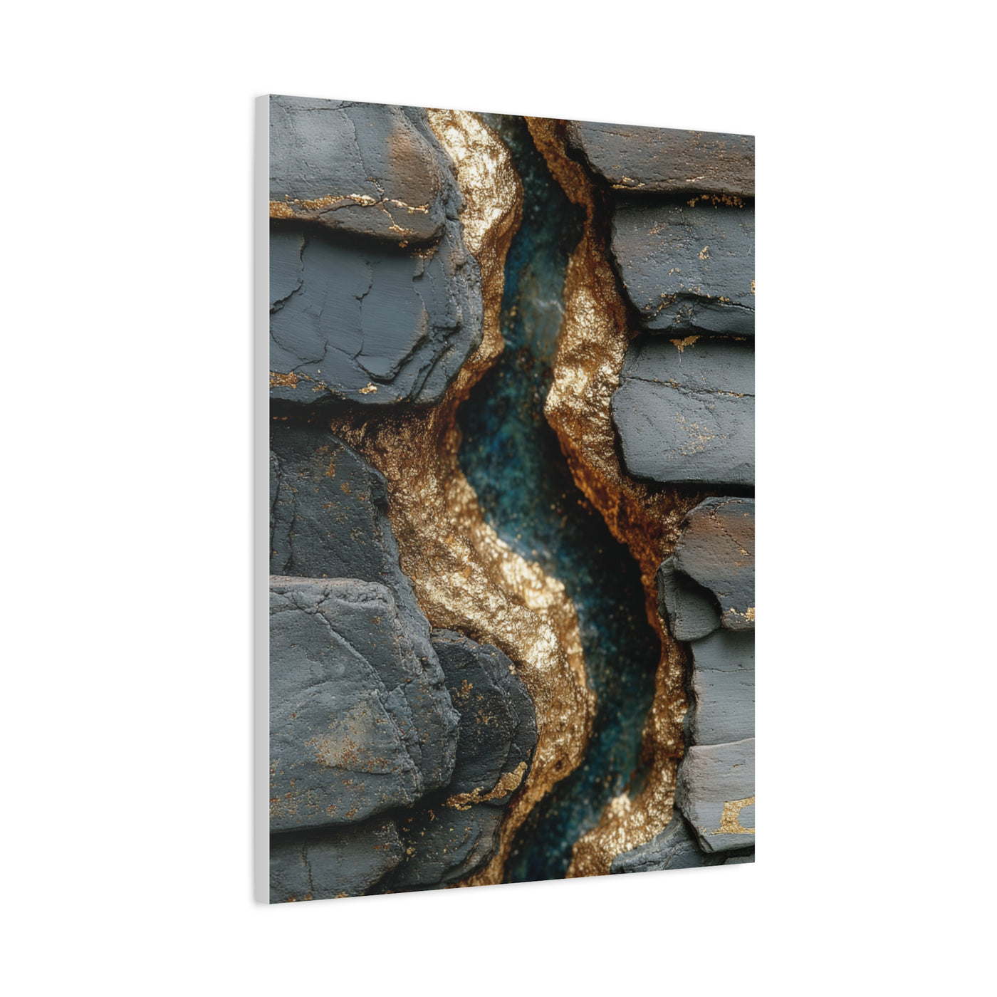 Black and Gold Abstract River Texture Wall Art & Canvas Print