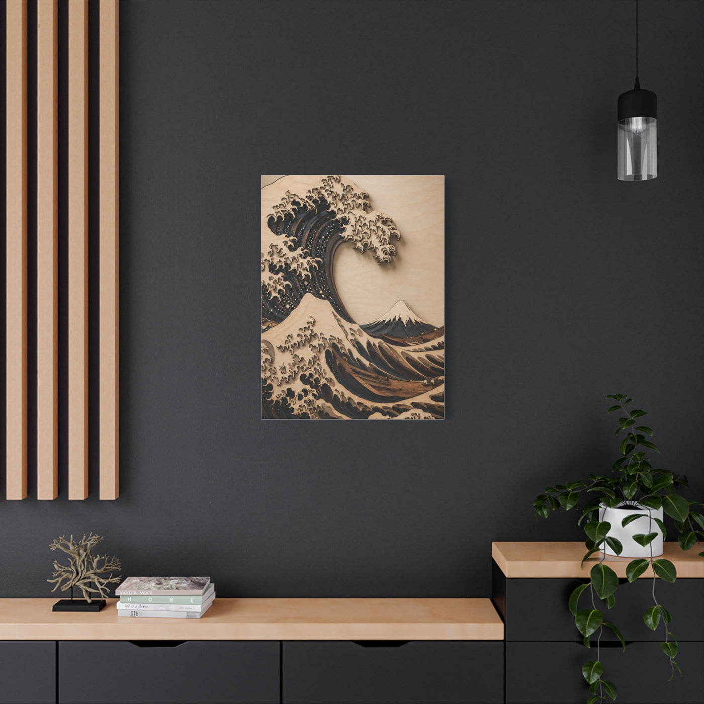 Layered Wood Great Wave Relief Wall Art & Canvas Print