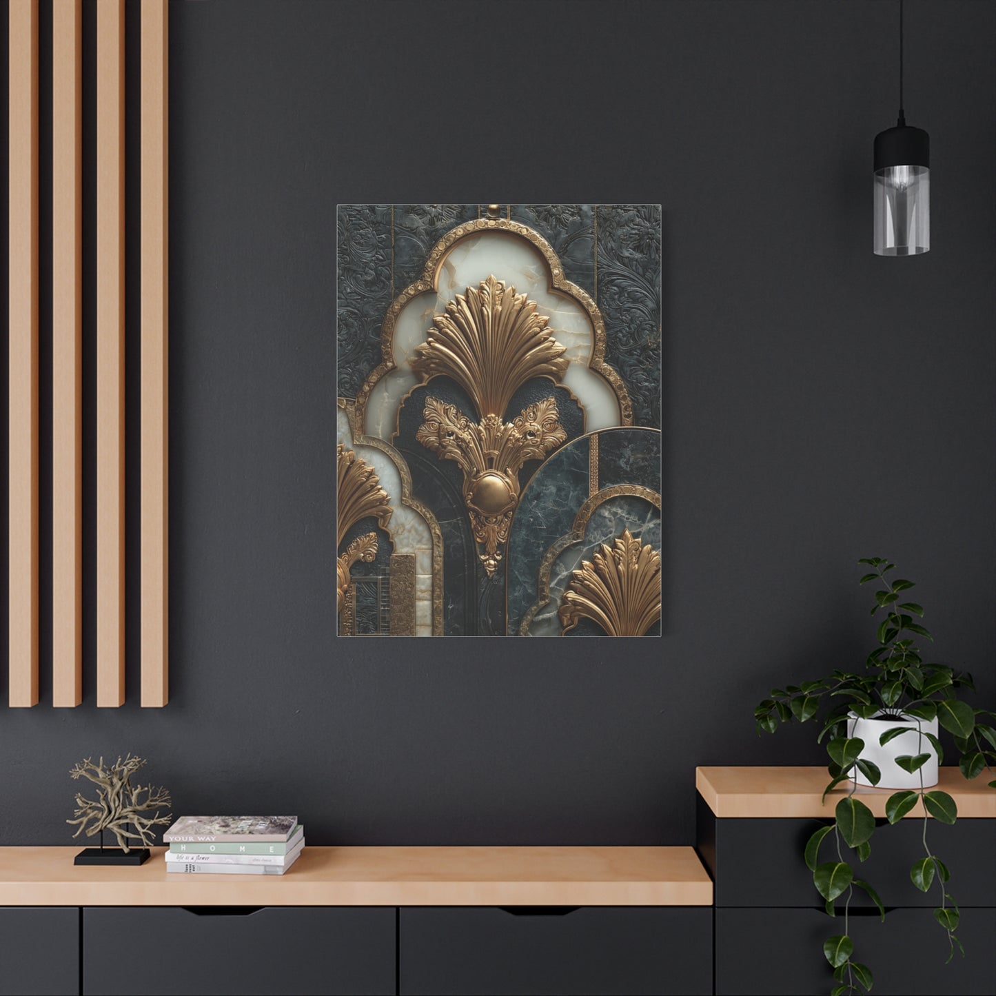 Art Deco Gold Architectural Relief Wall Art & Canvas Print