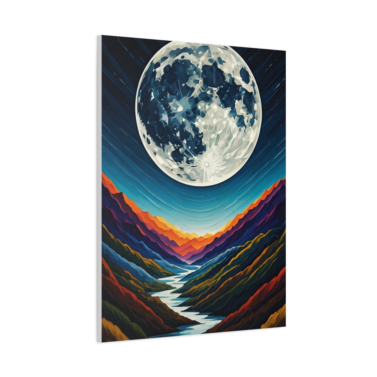 Midnight Moonlit Peaks Wall Art & Canvas Print