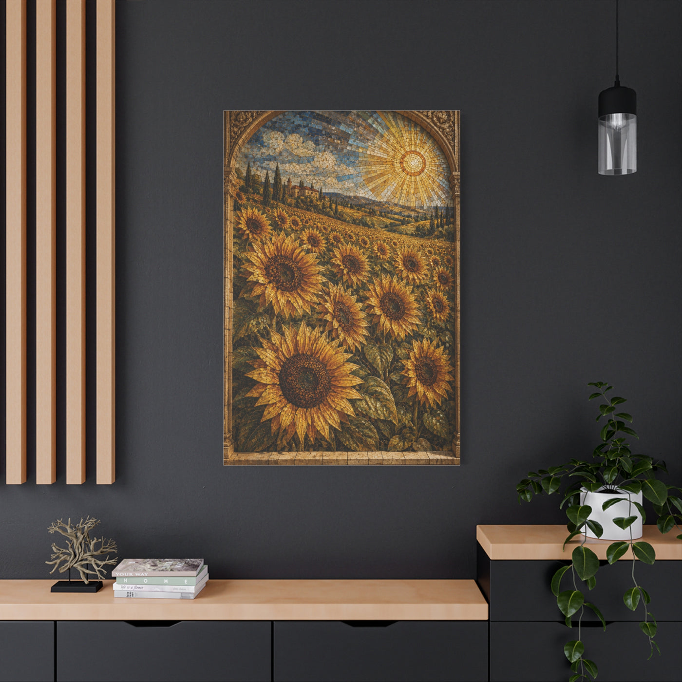 Architectural Mosaic Sunflower Field Wall Art & Canvas Print