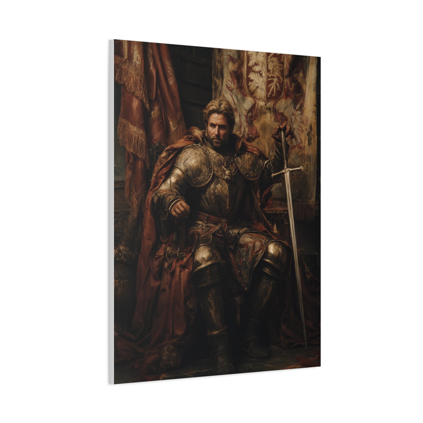 Medieval King on the Royal Throne Wall Art & Canvas Print