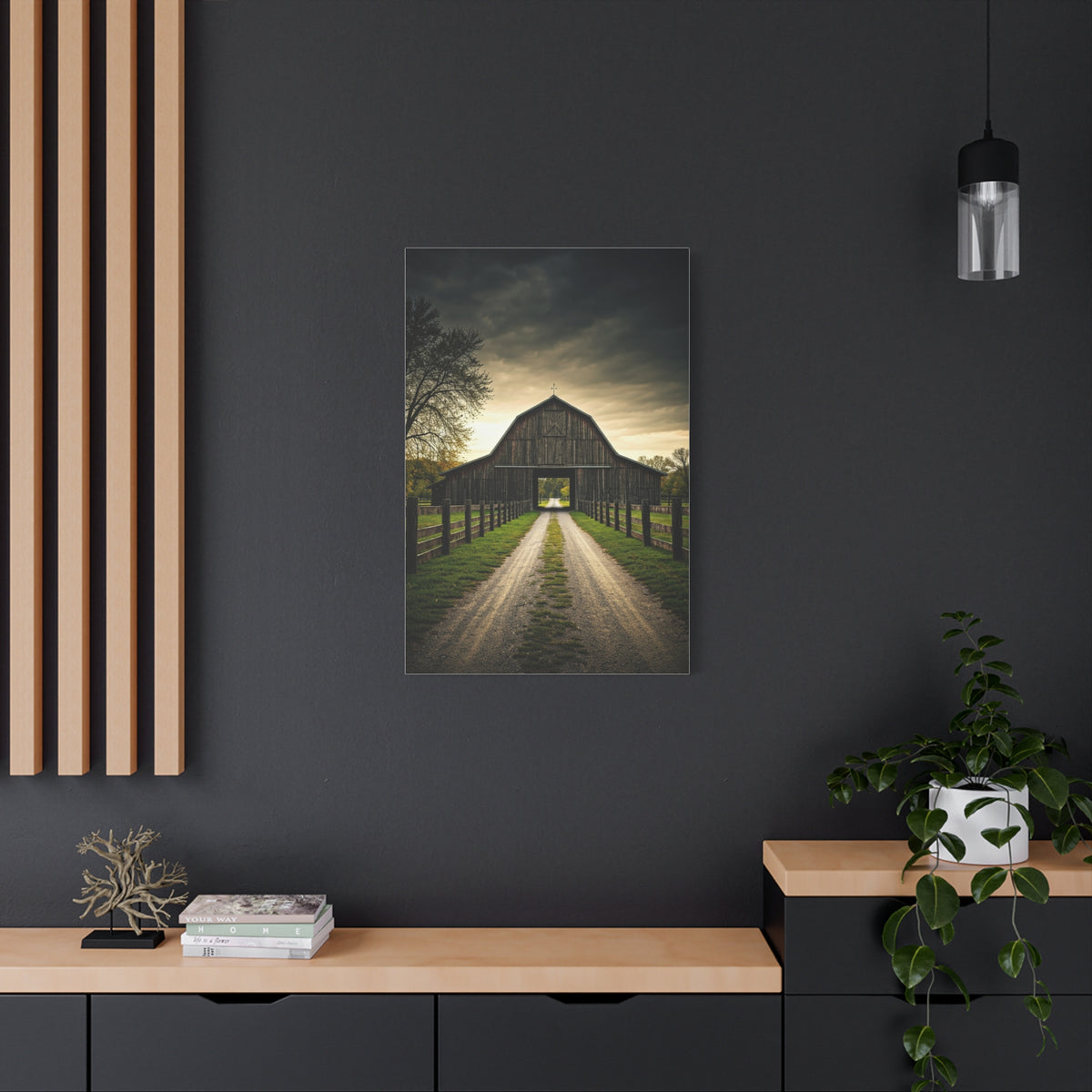 Symmetrical Drive-Through Barn Wall Art & Canvas Prints