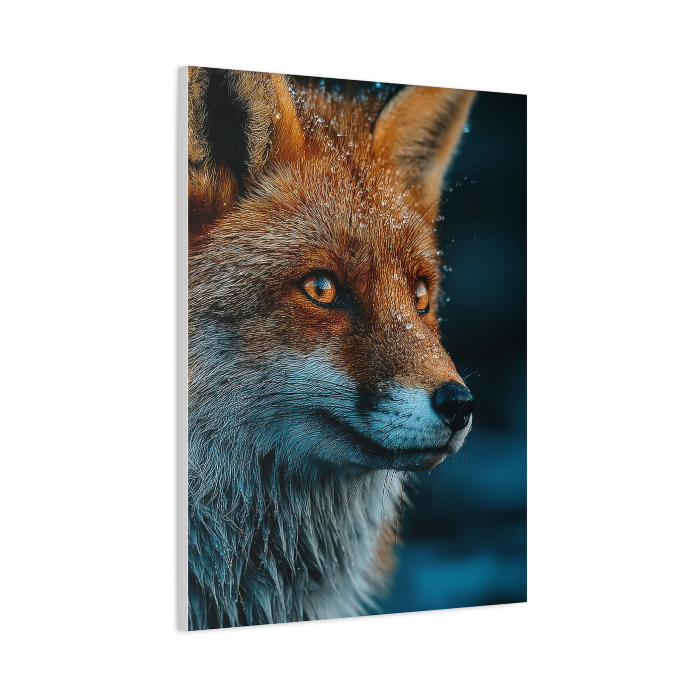 Rain-Soaked Fox Twilight Portrait Wall Art & Canvas Print