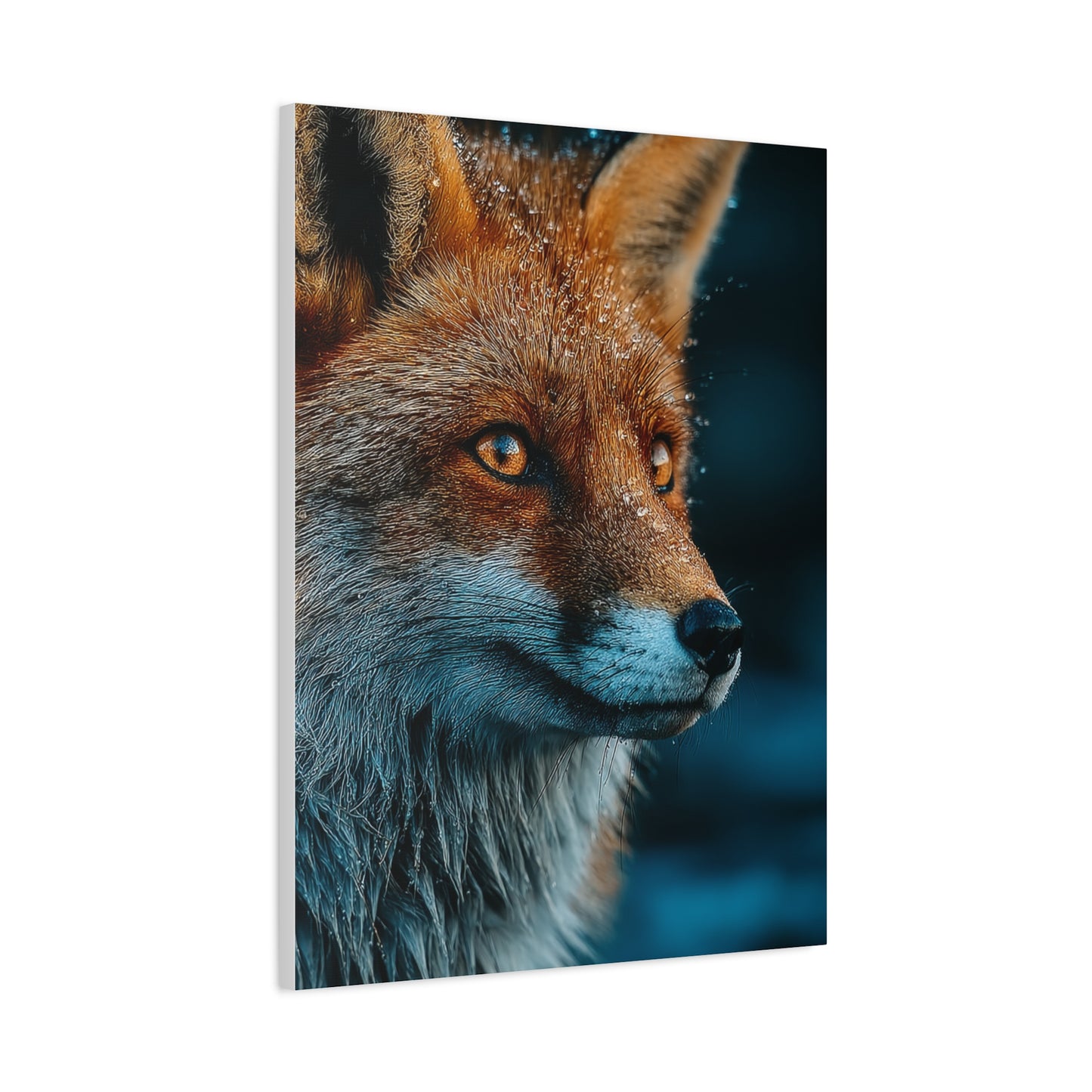 Rain-Soaked Fox Twilight Portrait Wall Art & Canvas Print