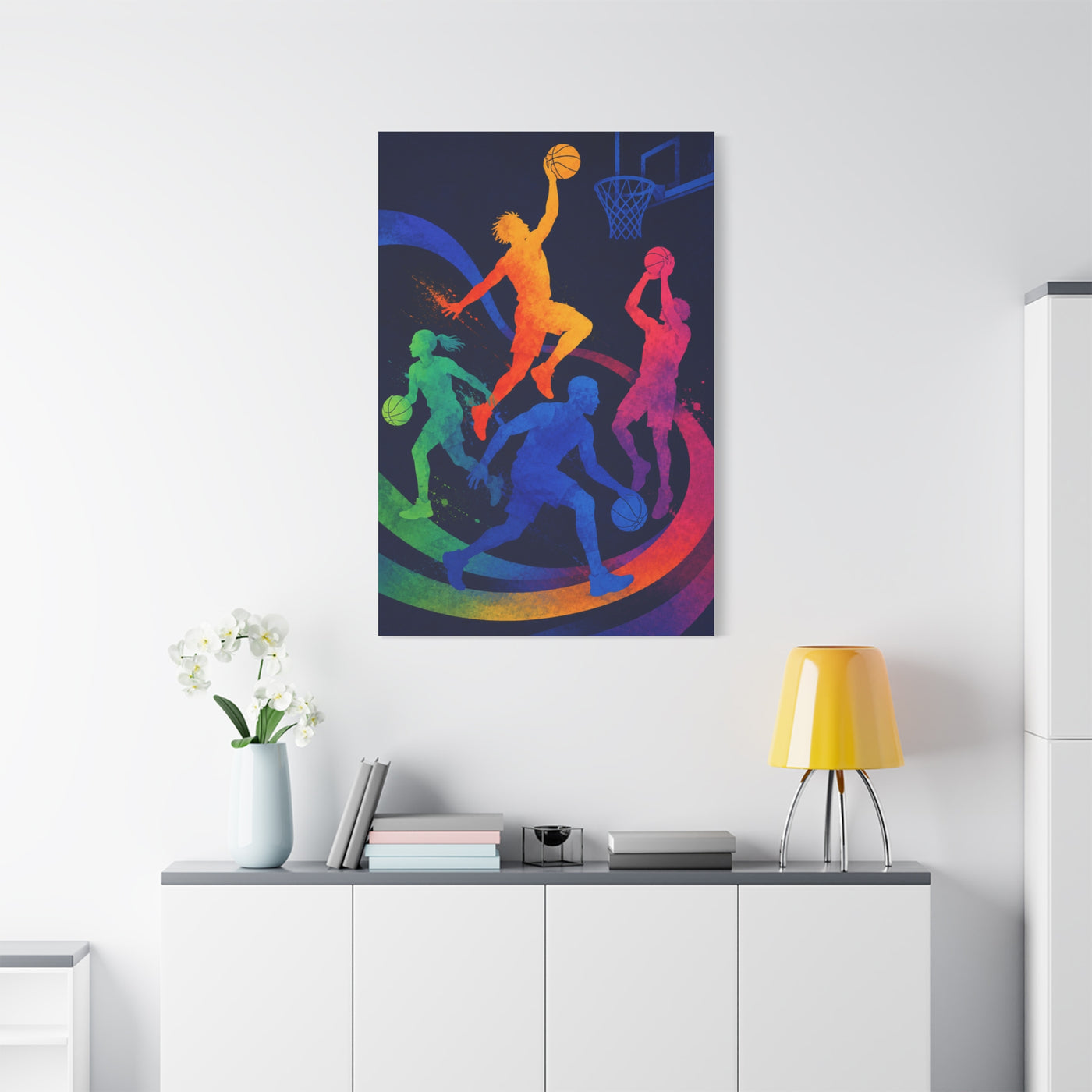 Rainbow Basketball Motion Sports Wall Art & Canvas Print