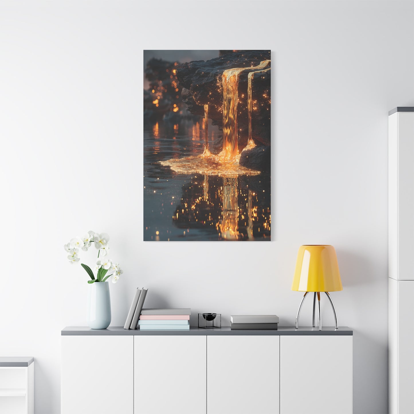Molten Gold Waterfall Wall Art & Canvas Print