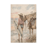 Surf Cowgirl Beach Horizon Scene Wall Art & Canvas Print