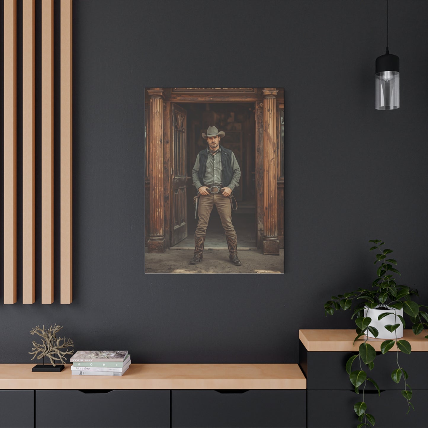 Gunslinger Outside the Saloon Wall Art & Canvas Print
