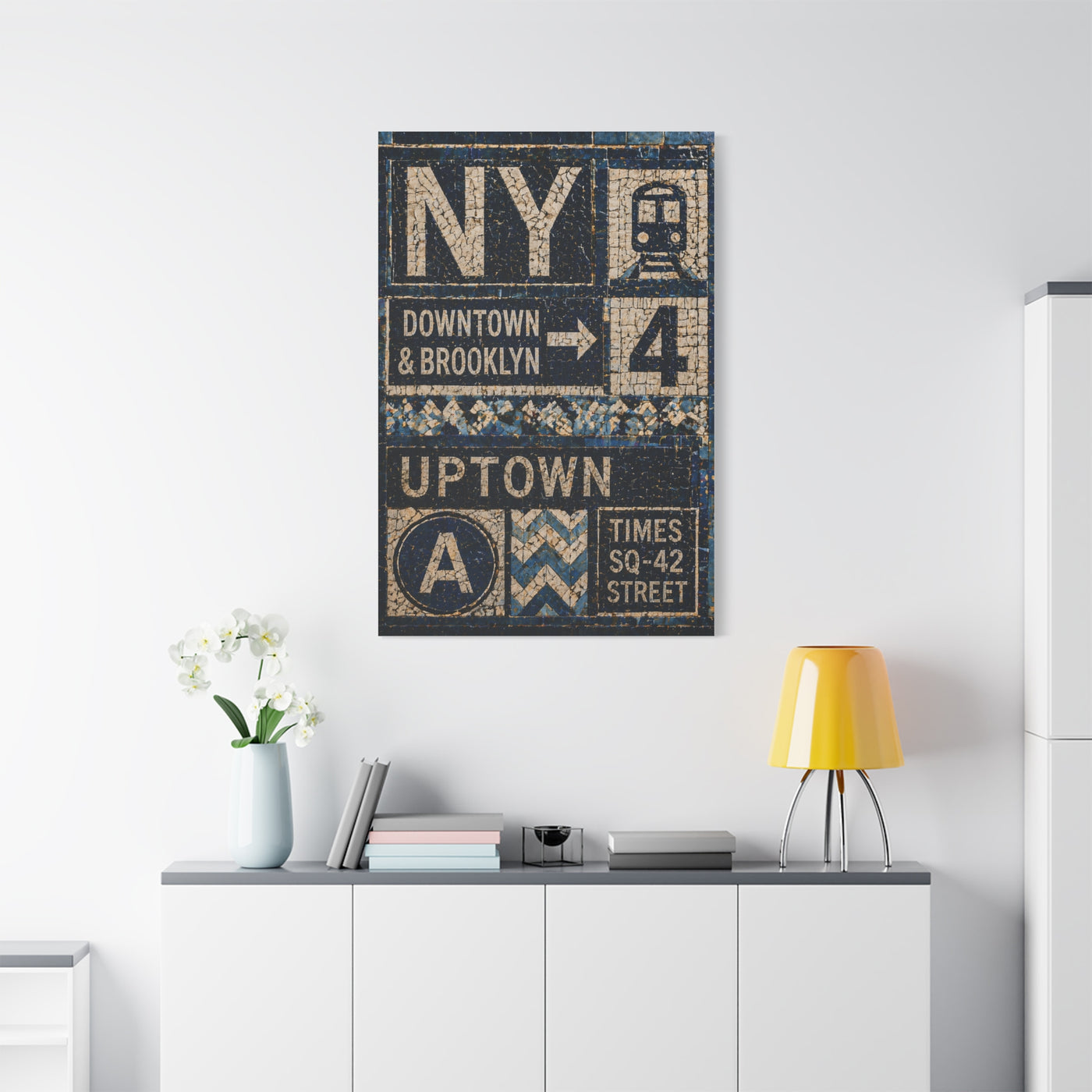Subway Tile Mosaic Typography Wall Art & Canvas Print