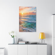 Golden Sunrise Ocean Horizon Scene Wall Art & Canvas Print